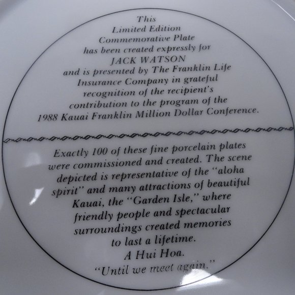 Rare Limited Edition Porcelain Plate Aloha Spirit - Picture 2 of 6